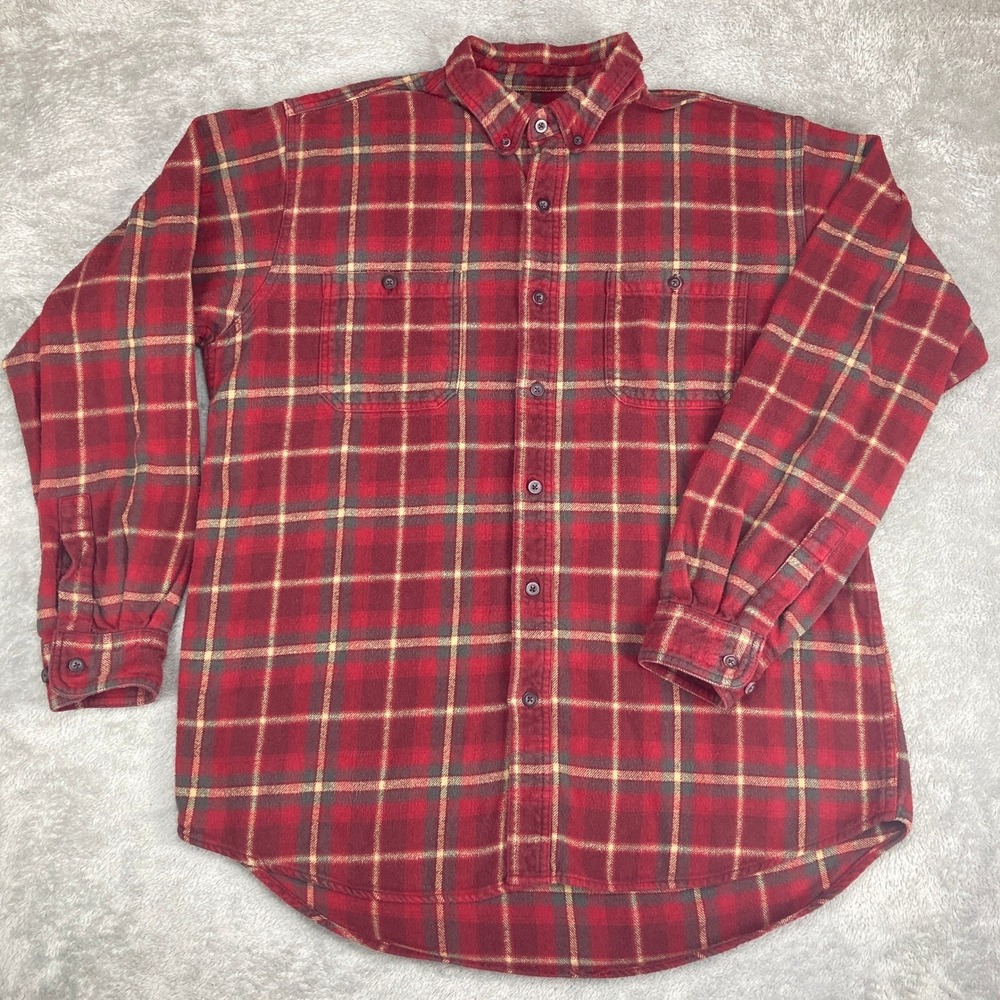 Work n Sport‎ Flannel Shirt Men's Red Plaid Long Sleeve Button Up XLT